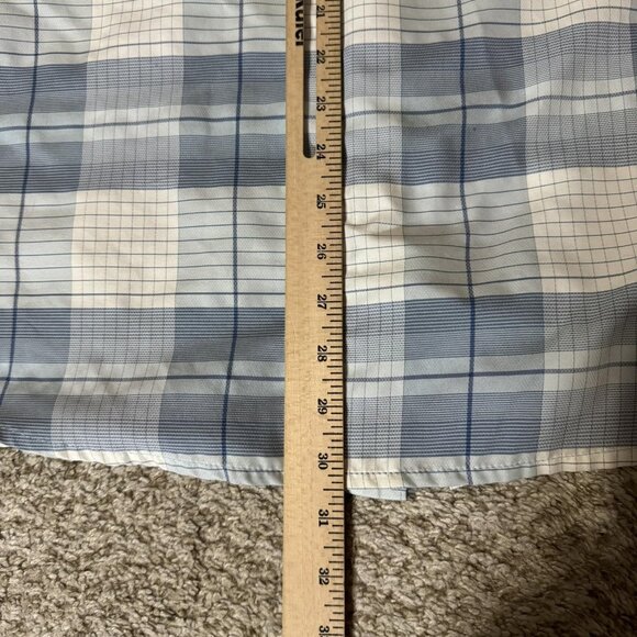 Wrangler Shirt Mens Large Blue Gray Plaid Short Sleeve Outdoor Fishing Hiking - Picture 8 of 8